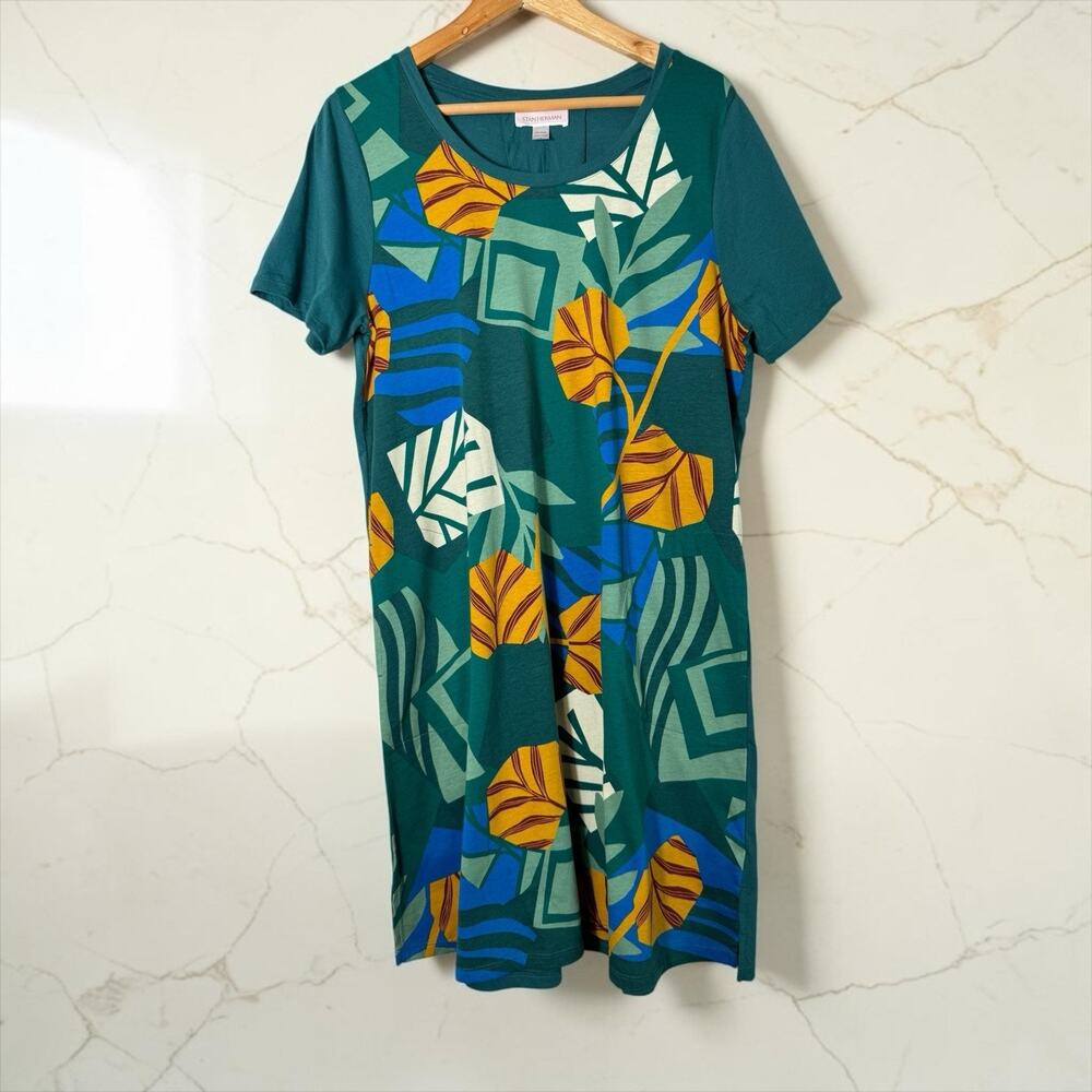 Stan Herman Women's Printed Amalfi Sunset Summer Dress Short Sleeve Size M
